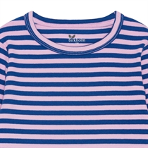 BIRKHOLM Stribet Rib Bluse Kobolt Blå & Baby Lyserød